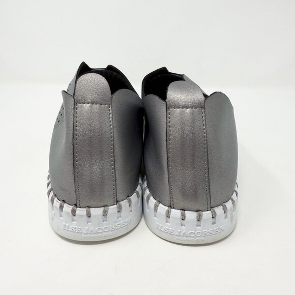 Ilse Jacobsen Metallic Silver Leather Tulip Slip On Sneakers Women's Size 10 EUC - Picture 4 of 9